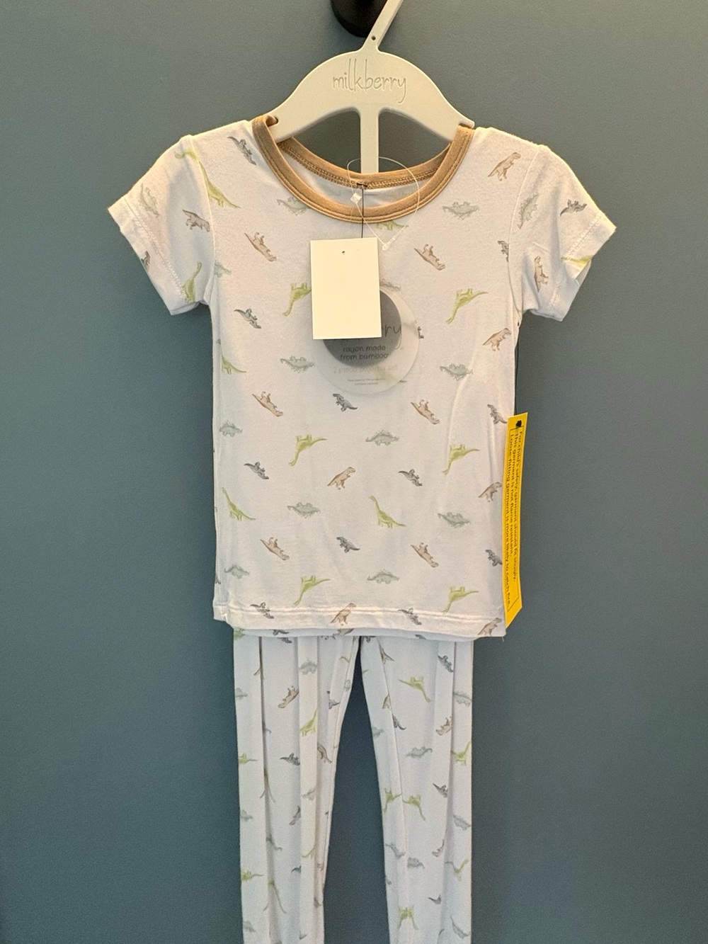 Milkberry White Dinosaur Pajama Set 3T NWT